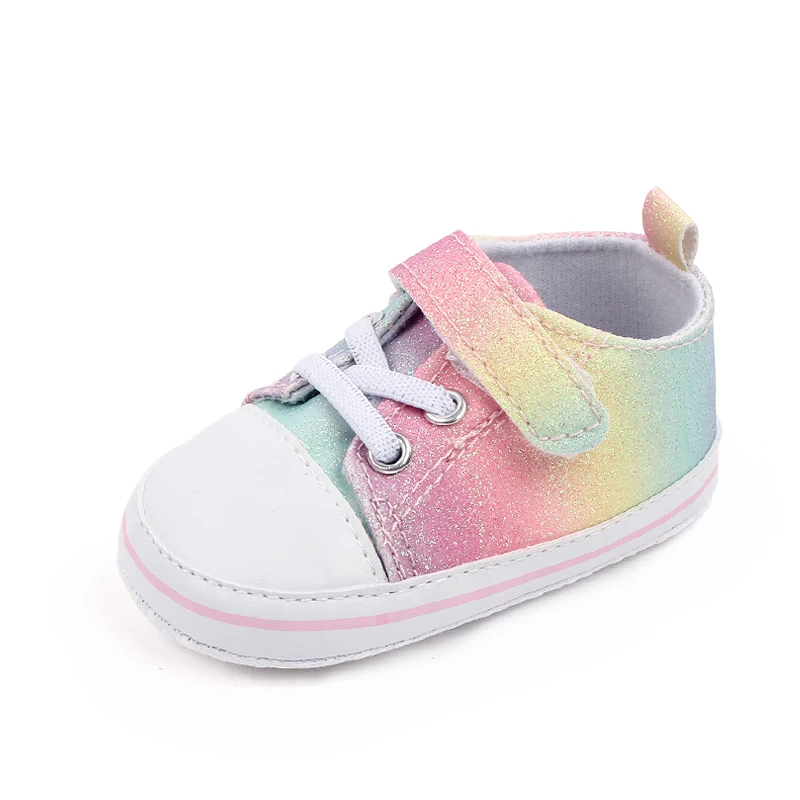 New Arrival Bling rainbow Color Canvas Baby Sneakers Shoes Toddler Shoes Unisex details