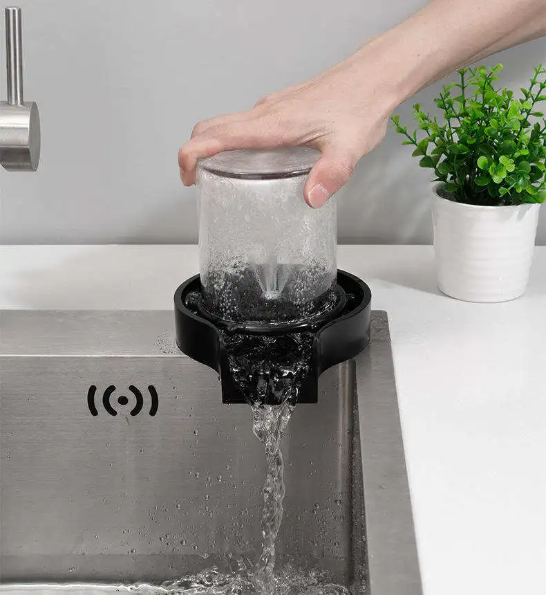 Automatic Cup Washer Mug Cleaning Machine High Pressure Faucet Cup Flusher Kitchen Sink Glass Cup Rinser