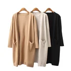 Sweaters Coat Solid Color Korea Long Cashmere Cardigan Sweaters Knitted Coat With Pockets