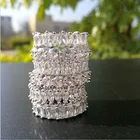 Sterling Silver Jewelry Silver Luxury Bling Baguette Diamond Ring 925 Sterling Silver Rings Jewelry Women
