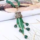 Natural Stone Pendant N0033 Best Selling Natural Stone Crystal Agate Pendant Tassel Necklace