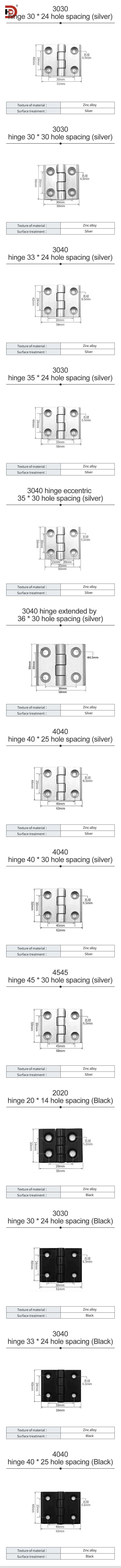 Metal Hinges/zinc Alloy Aluminum Profile Door Hinges 20/30/40 Cabinet Doors Available in Stock Direct Mail factory