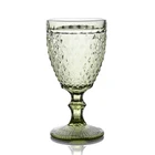 Glass Wine Glass Colored Glass Goblet Vintage Pattern Embossed High Clear Glass Goblets For Party Wedding