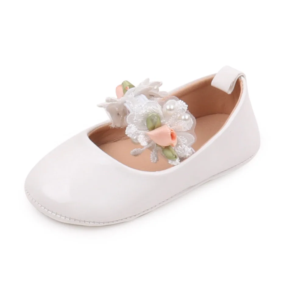 Baby Girls Solid Color Princess Design with Lace Flower and Elastic Band Breathable Toddler Shoes supplier