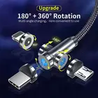 Data Amazon Hot Sale Nylon 540 Degree Rotation Magnetic 3 In 1 Fast Usb Data Charging Cable