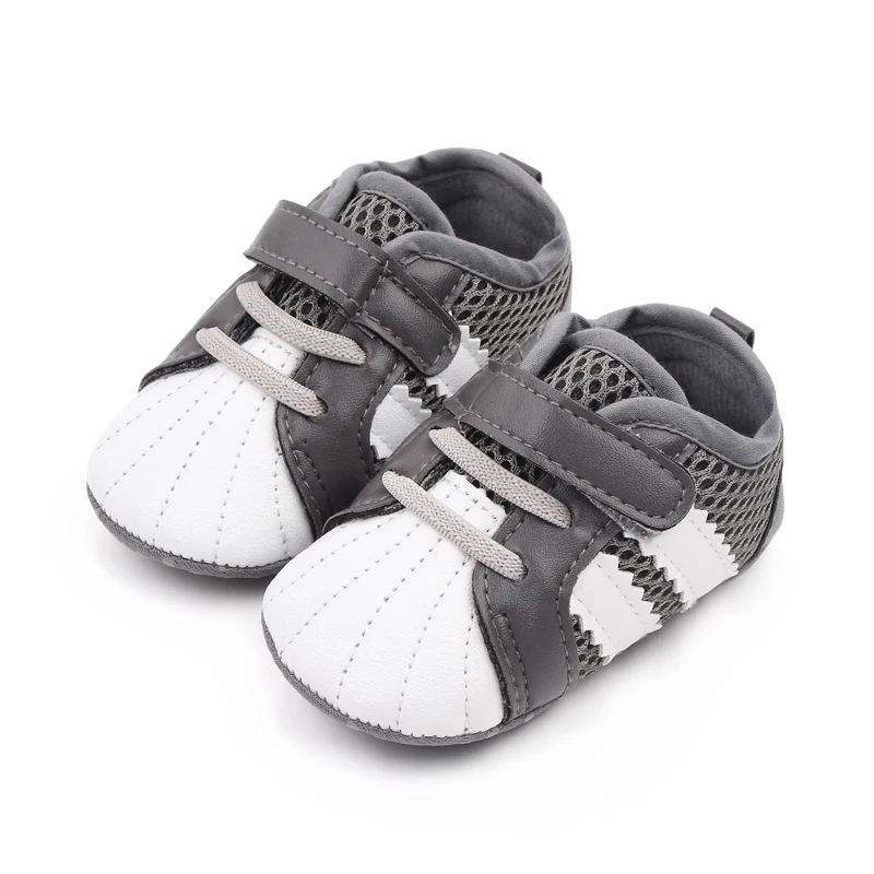 Shell Head Color Mesh Breathable Slashes Baby Soft Soled Toddler Shoes for Girls and Boys factory