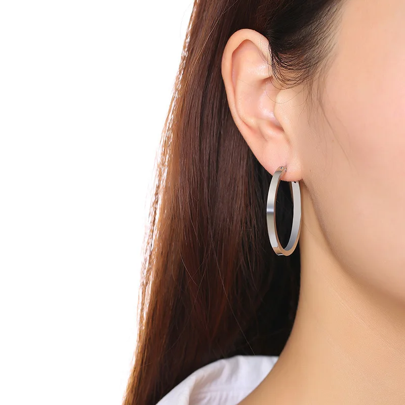 multi sizes gold hoop earrings simple stainless steel gold earrings geometric aretes de acero inoxidable