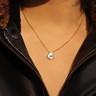 Sterling Abalone Chris April Latest Design Gold Plated 925 Sterling Silver Abalone Shell Coin Necklace