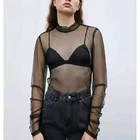 Blouses Tops Sexy Women Blouse 2021 Spring Fashion Women's Turtle Long Sleeve See Through Blouses Sexy Tops