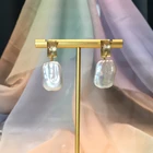 Jewelry Fashion Atmosphere Natural Freshwater Baroque Pearl Square Earring Jewelry