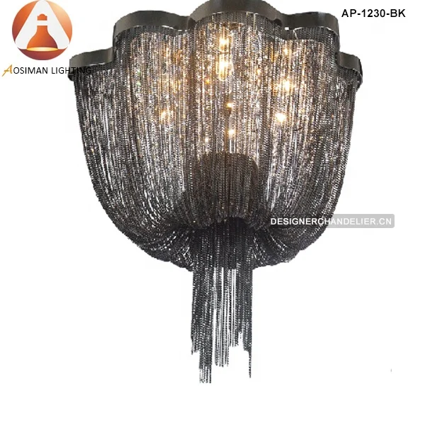 Small Metal Mail Chandelier With Black 