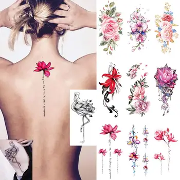 Flowers Temporary Tattoos Stickers And Multi-Colored Mixed Style Body Art Temporary Tattoos For Women Girls Or Kids 3D Tattoos