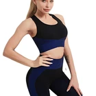 Sport Gym Fitness Set High Elastic Knitted Seamless Sport Fitness Gym Sets Cross Back Bra Yoga Suit