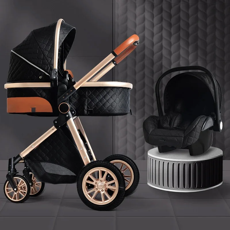 Coches Para Bebes. 3 En 1 Luxury Stroller Baby Pushchair Kinderwagen Poussette Baby Stroller Carriage 3 In 1 With Car Seat