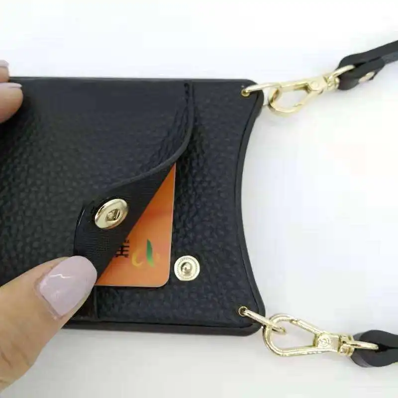 Luxury Crossbody Strap Leather Credit Card Holder  Leather Phone  case for iPhone Pro 11 XS Max X11 leather mobile phone case