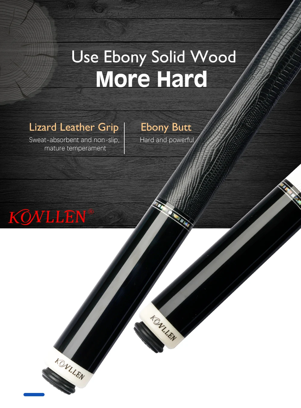 Konllen Billiard Carbon Fiber Pool Cue Stick Real Inlay Carbon Energy