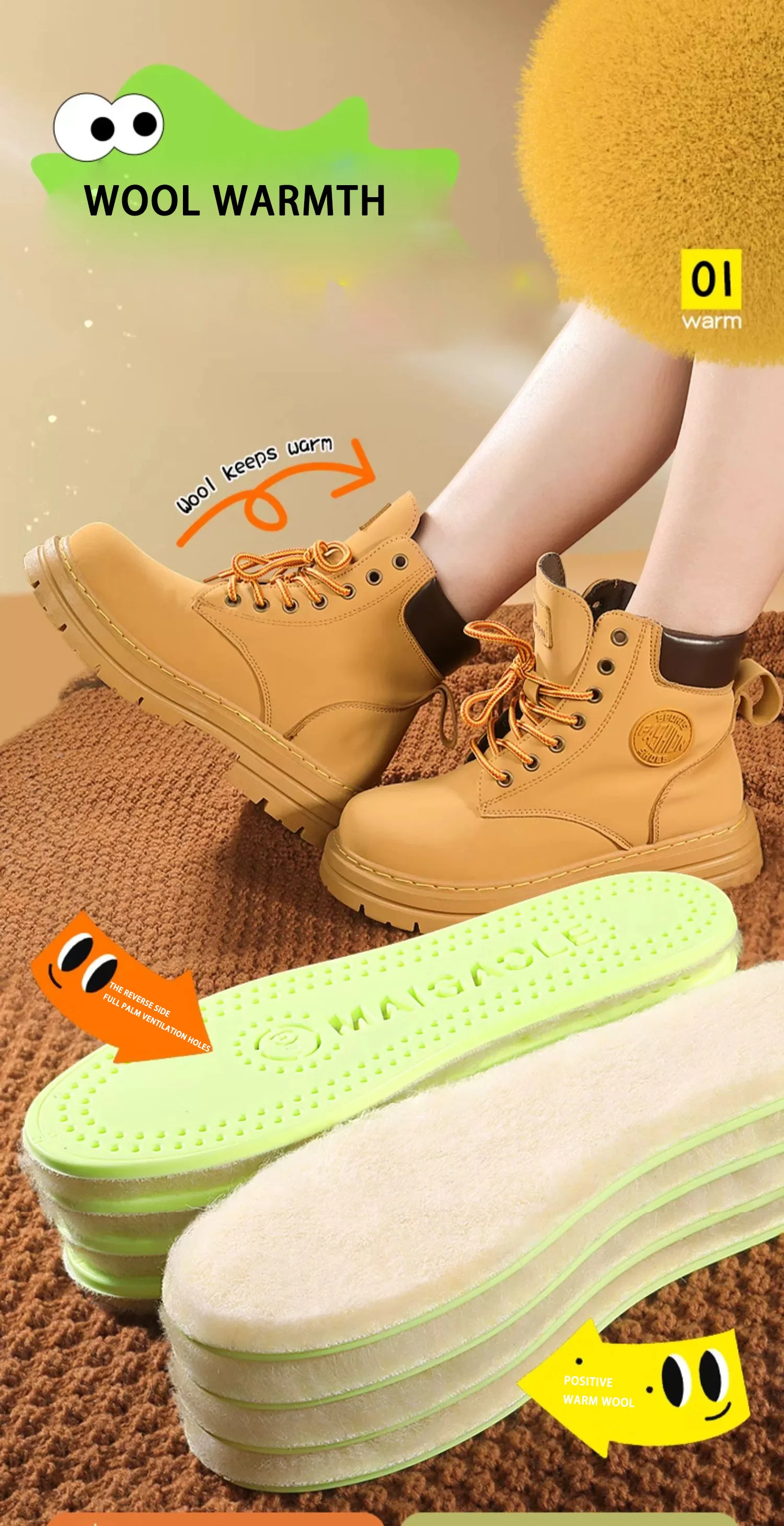Winter Wool Insoles for Cold-Proof, Warm Feet, Plush Comfort for Snow Boots Winter Wool Insoles for Cold-Proof, Warm Feet, Plush Comfort for Snow Boots