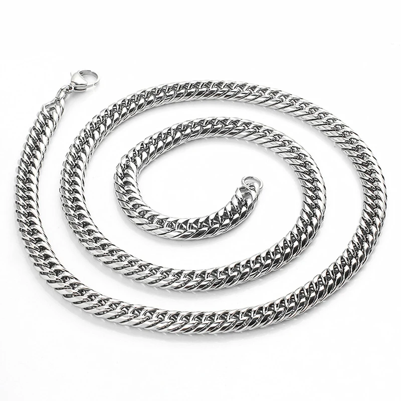 Men's Stainless Steel Double Woven Circular Grinding Chain Necklace Punk Chain Jewelry FoxTail Men Necklace Chain