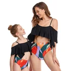Family Unique Family Matching Sexy Bikinis Unique Design High Waist 2 Piece Flounce Parent-child Swimwear