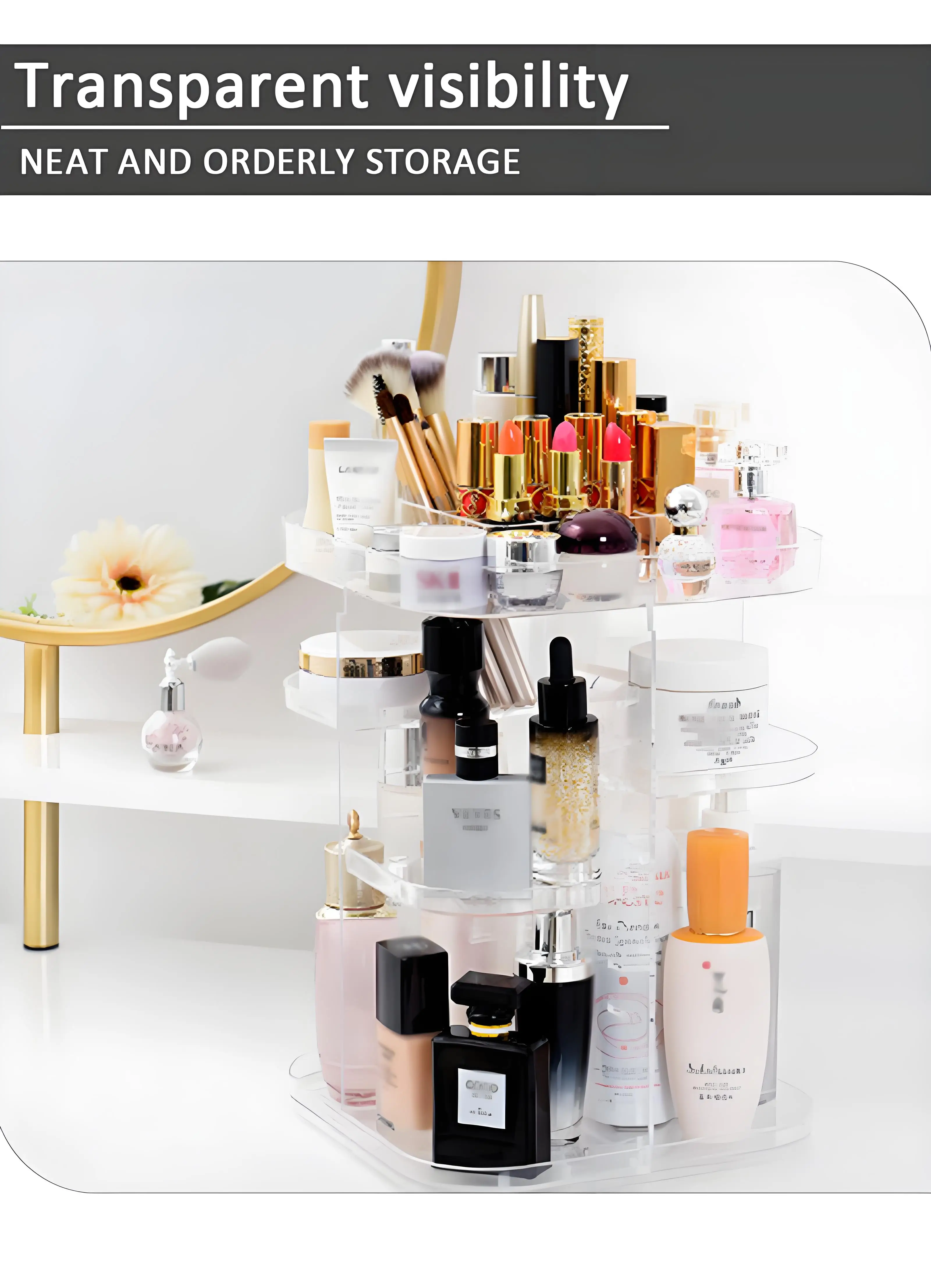 product hot sale 360 degree rotating transparent environmentally friendly ps plastic adjustable cosmetic make up brush organiser-7