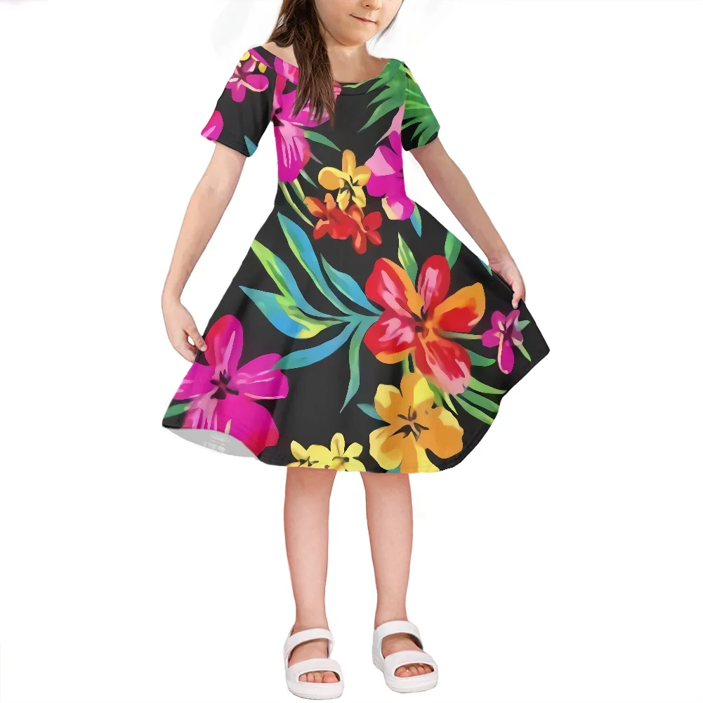 Vestidos Hawaianos Con Estampado Floral Para Niñas,Ropa Informal De Corta Con Diseño De Isla Para Bodas Y Niños,Talla - Buy Isla Hawaiano Vestidos De Boda Niños,Impresión Floral Niños Vestidos,Los