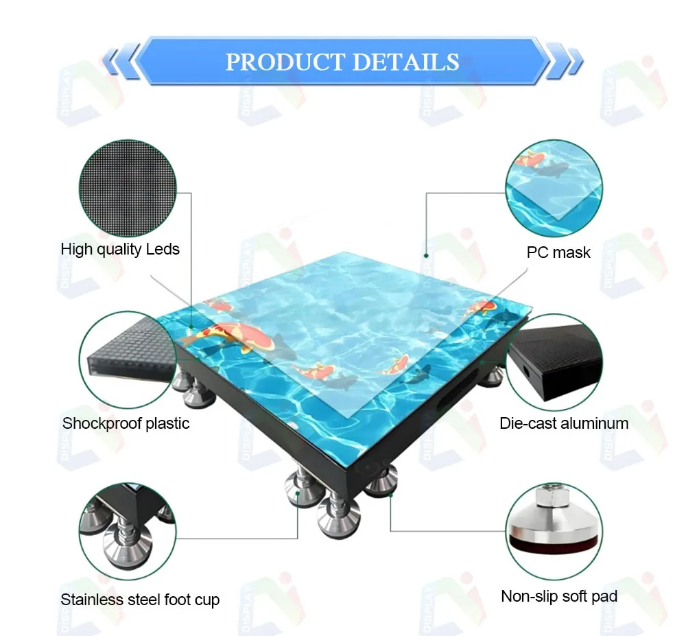 Control System Hot Sale P3.91 LED Video Wall Dance Smart Floor Tile Display Screen 3D Dance Floor DJ Booth Standing Led Display supplier