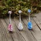 Navel Piercing Navel ASTM F136 Titanium New Navel Ring Prong Set CZ Belly Button Ring Body Piercing Jewelry