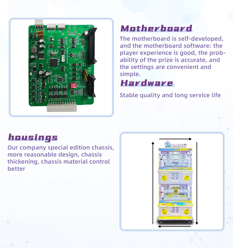 Commercial 4-Player Dual-Layer Arcade Clip Machine with Gift Coin Operated Prize Game for Amusement Centers Bill Acceptor