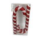 Ornament Set Christmas Ornament 25cm Plastic Giltter Candy Cane Ornament Set 4PK In PVC Box For Christmas Decoration