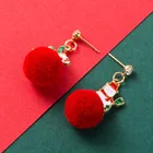 Alloy Earrings Alloyalloy Christmas2020 Christmas Series Alloy Drip Oil Santa Hair Ball Earrings Ins