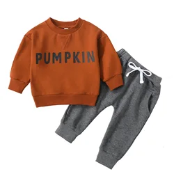 Newborn baby boys girls clothing outfits toddler boys clothing suit letter print long sleeve sweatshirt pants kids clothes