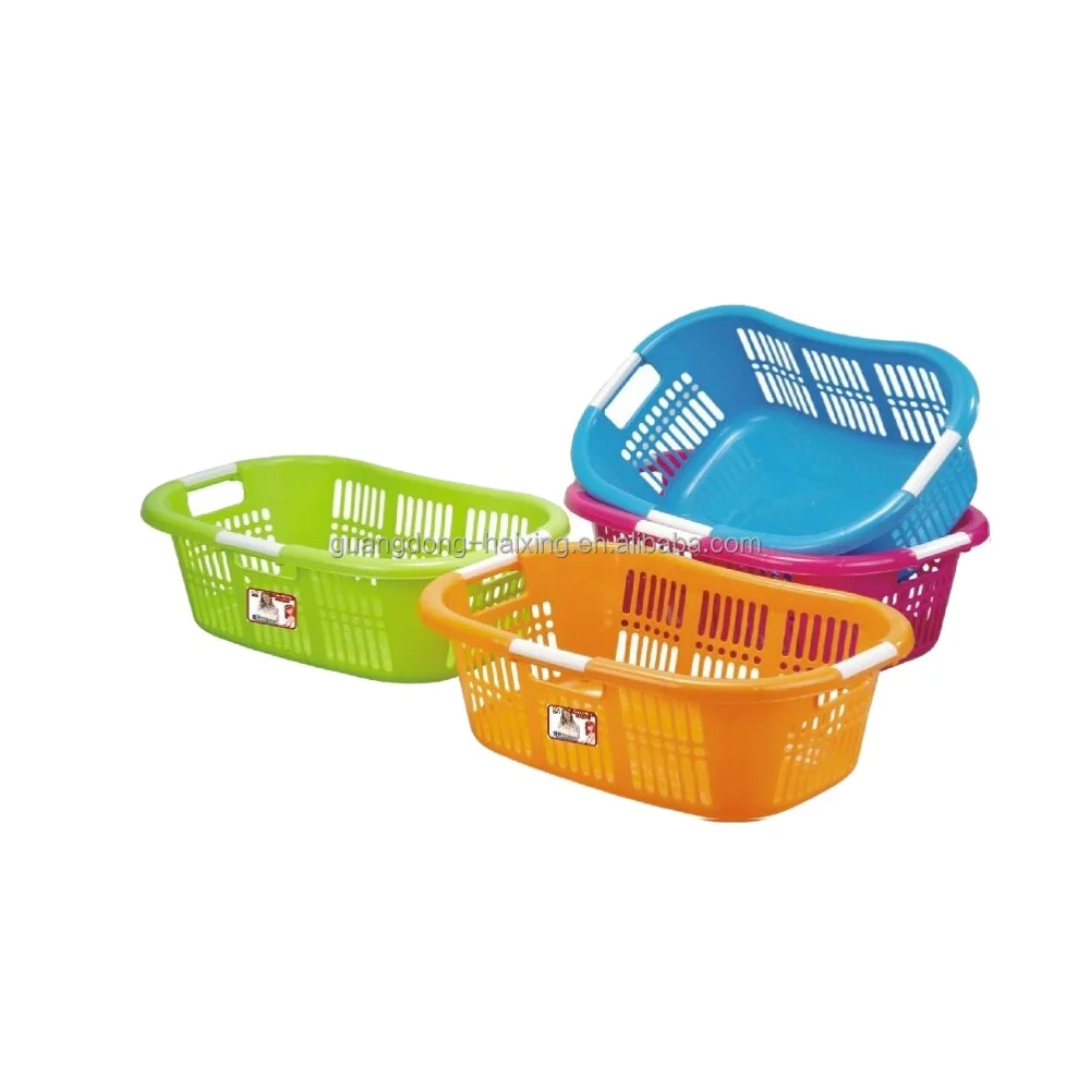 China Large size commercial wholesale new plastic storage basket with handle plastic laundry basket in bulk