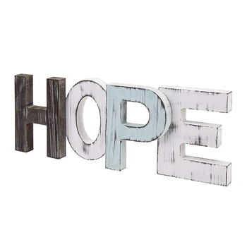 Wooden Hope Sign Aqua Hanging Block Letters Sign Rustic Freestanding Wood Word Decor Decorative Hope Table Sign Cutout Word Art