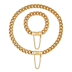 Hip Hop Bracelet Accessories Fringe Necklace Set Personality Cuba Necklace Bracelet Stainless Steel