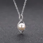 Pearl Jewelry Eye Shape Pearl Pendant Necklace Silver Plating Fashion Brass Jewelry Luxury Diamond Necklace