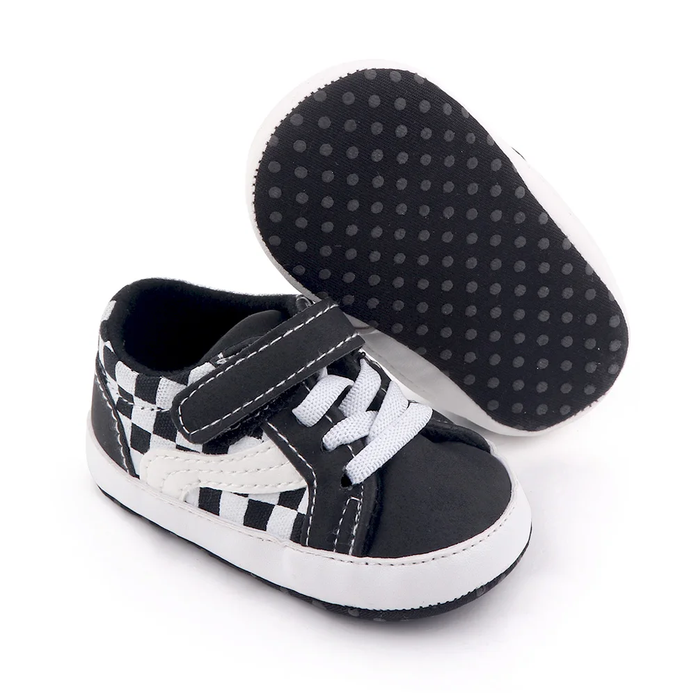 Baby Fashion Trend Black and White Color Contrast Leopard Print Baby Leisure Canvas Toddler Shoes factory