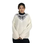 Pullover White Women's Sweater Pullover White V-neck Lace Sweet Ladies Sweater