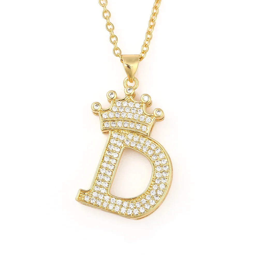 Hip-hop Copper Zircon Initial Pendant 