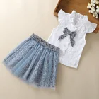 Kid Girl Summer Summer 2021 Kid Girl Summer Clothing Set Cute Ruffle Lace Shorts Sleeves 2 Pcs Girl Outfits