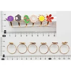 Gold Ring Kid Girls Gold Plated New Enamel Ring Flower Sun And Moon Adjustable Stainless Steel Ring Set For Women