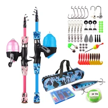 C 1.2m 1.5m Kids Portable Telescopic Boys Girls Youth River Fishing Rod and reel Combo with Tackles Lures Lines Kit