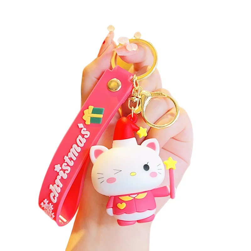2024 Sanrio PVC Keychains Christmas Decoration Supplies Sanrio Kuromi Cinnamoroll Kitty Pendants Keychain Christmas Gifts