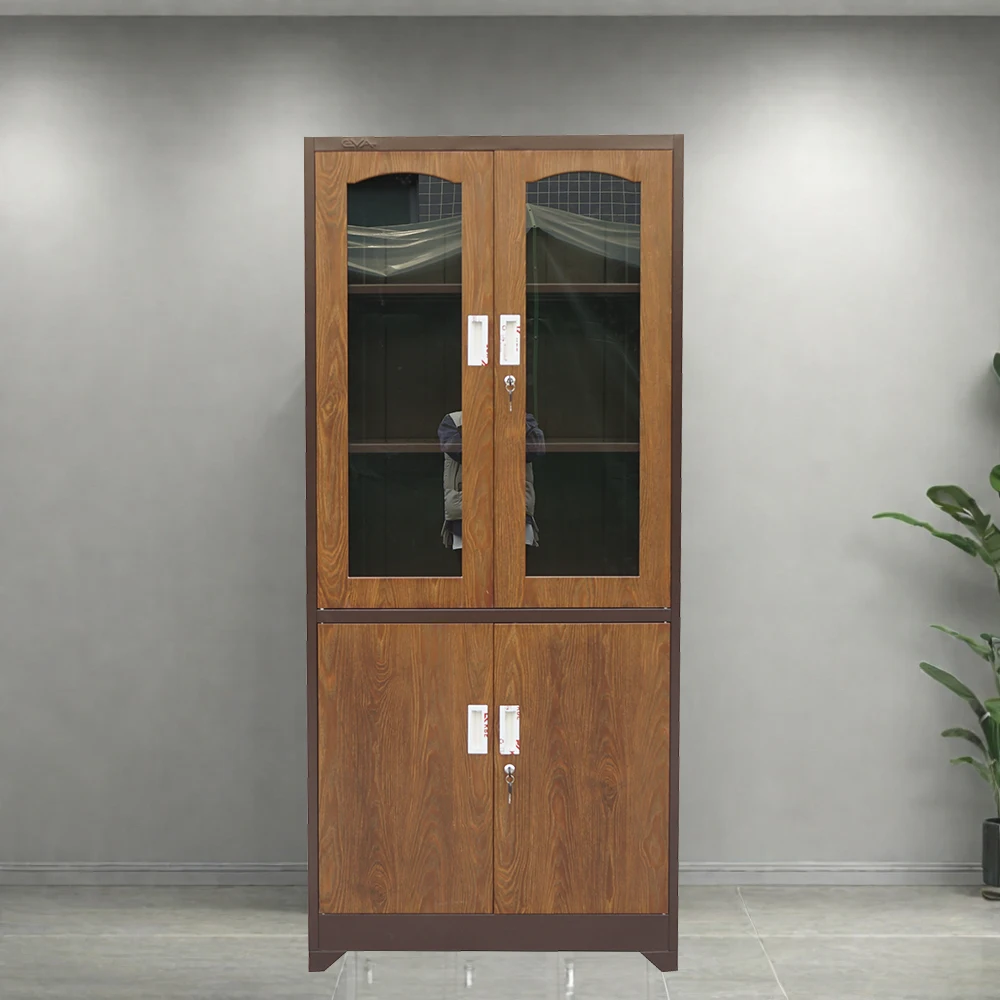 lock iron luxury modern glass door steel large metal home storage furniture grain wooden color office filing cabinets