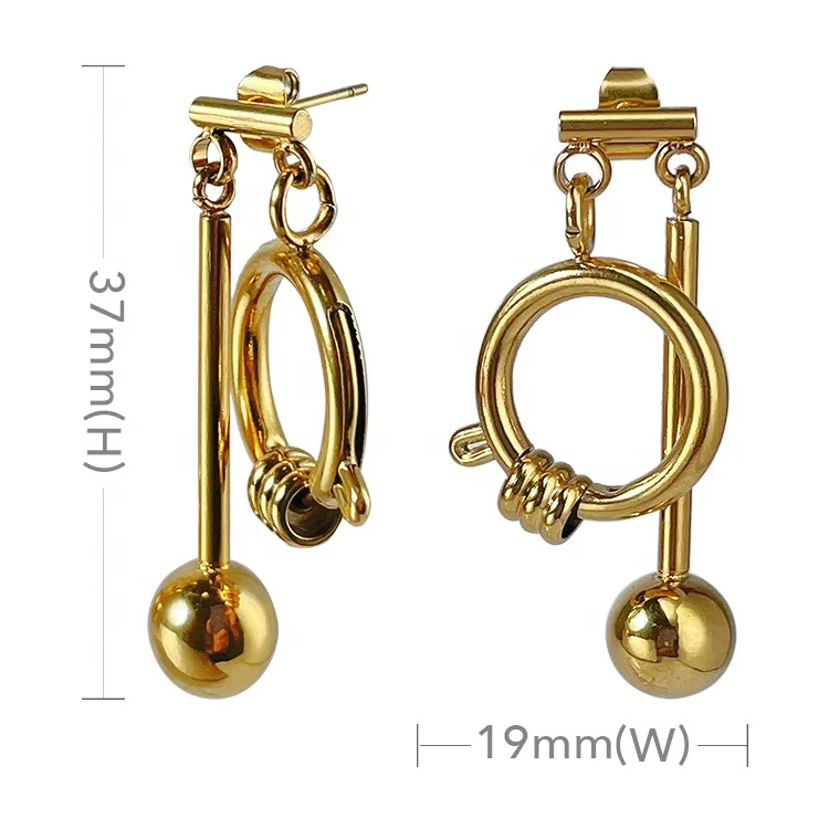 18K Gold Plated Stainless Steel Jewelry Circle Long Tassel Pendant Punk Style Accessories Earrings E211345