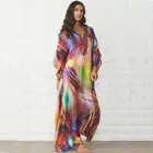 Beachwear Women 2021 Beachwear Turkish Kaftan Long Dress Robe Chiffon Bikini V Neck Cover Up For Summer