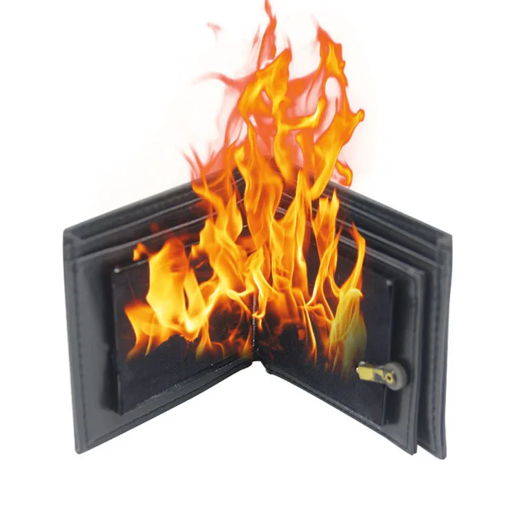 Magician Magic Trick Flame Fire Wallet Leather Stage Street Prop Magic Show 