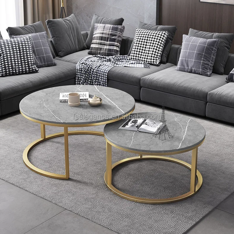 Modern Round Coffee Table Centre Table Gold Metal Legs Living Room Furniture 