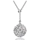 LN1162 GF Jewelry Wholesale S925 Sterling Silver Necklace Glitzy Rhinestone Orb Ball Necklace 18Inch