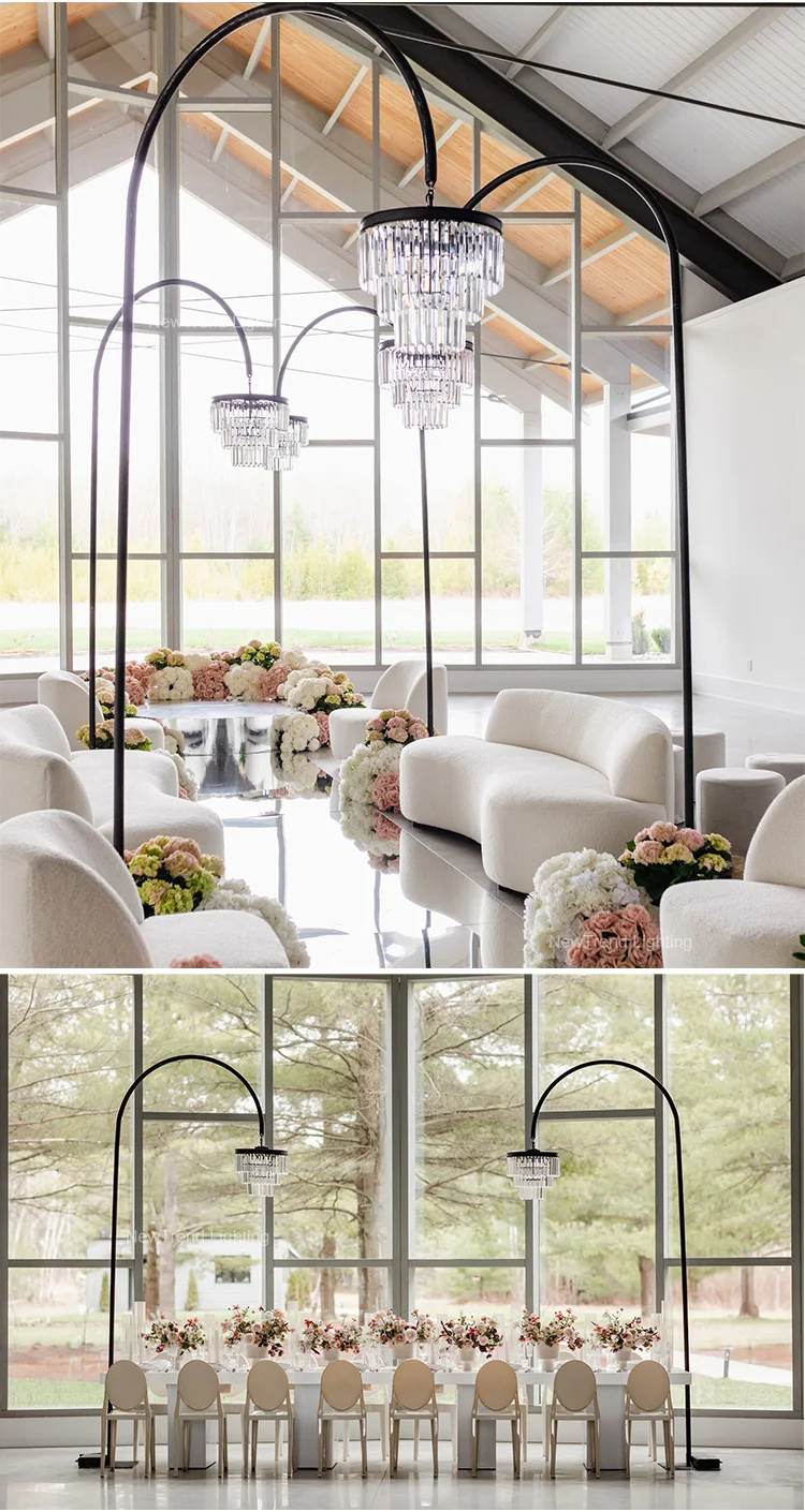 lc0826 new product wedding decoration acrylic crystal road lighting chandelier stand for wedding props floor lamp -2