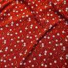 Printed Polyester 100D Four-sided Elastic Red Leaves Bunch Flowers Printed Polyester For Woman Long Dress Cheongsam